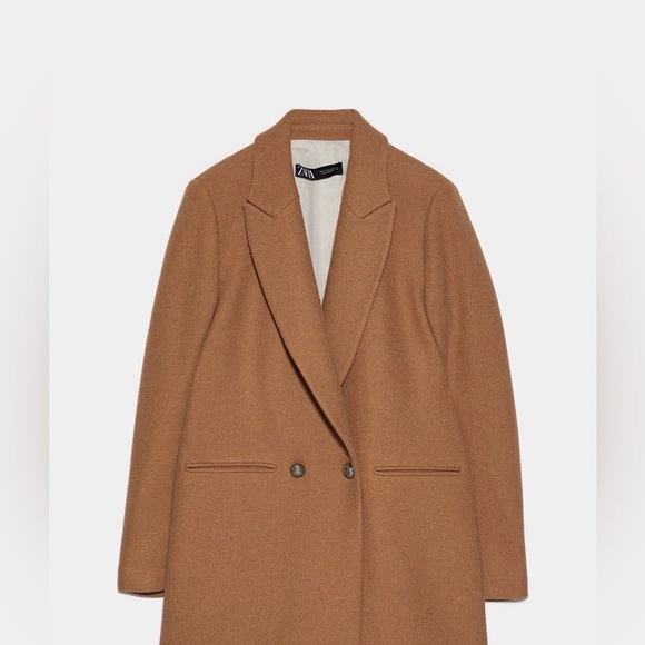 Zara Women Tan Wool Blend Double Breasted Blazer 2164/666 Size Small with tags - Picture 2 of 5